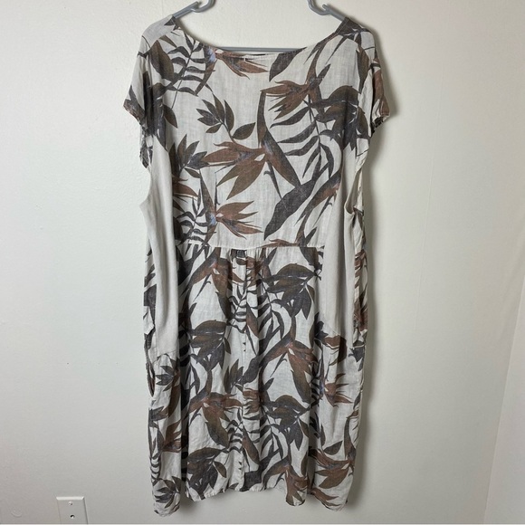 Lungo L’arno Linen Made In Italy Botanical Tropical Print Dress - Picture 12 of 12